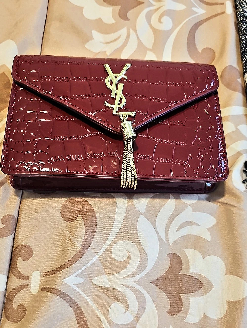 Inspired Patent Crocodile-Embossed Crossbody
